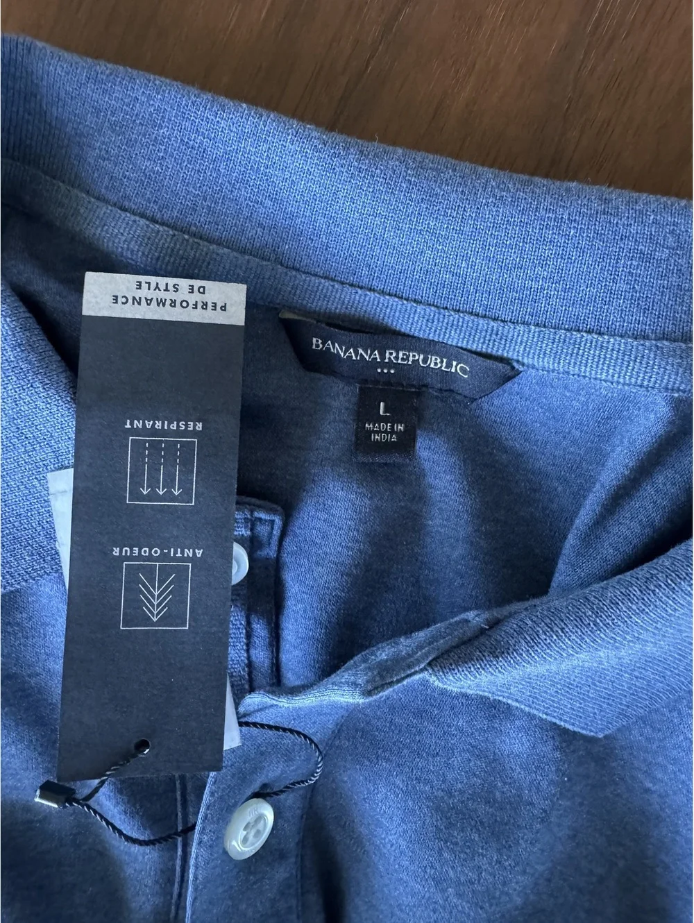 Banana Republic Luxe Touch Polo Shirt L Blue Standard Fit Performance Cotton NWT